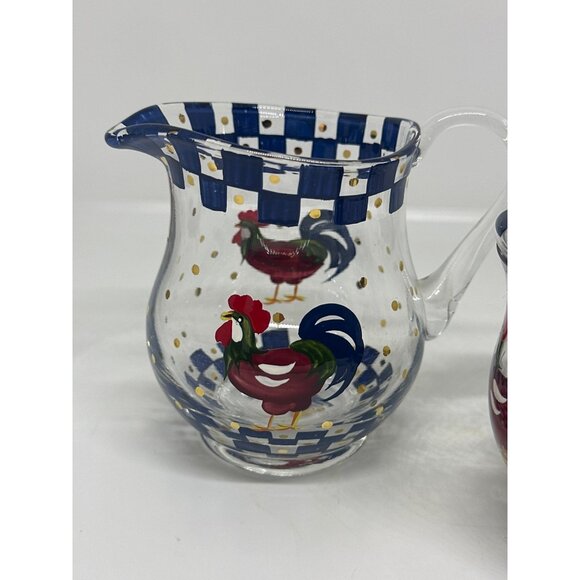 VTG Lenox Hand Painted Rooster Sugar & Creamer Set Farmhouse Kitchen 4.5" READ - Picture 6 of 7